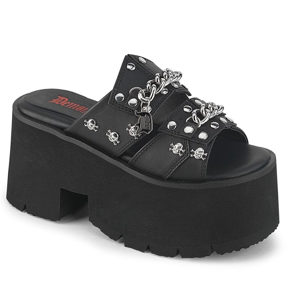 Demonia Ashes-08 Black Platform Sandals - Picture 1 of 5